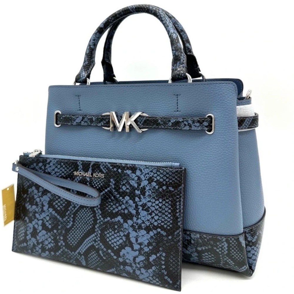 Michael Kors Large Reed Leather Belted Satchel Crossbody Bag & Large TZ Wristlet